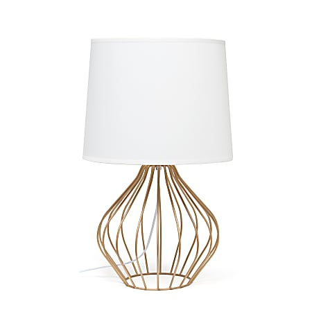 Simple Designs Geometrically-Wired Table Lamp, 19-3/4"H, White Shade/Copper Base