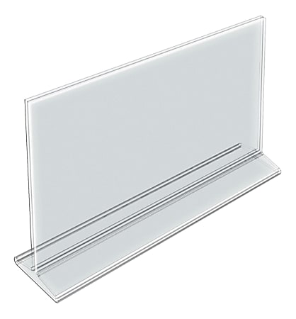Azar Displays Acrylic Horizontal 2-Sided Sign Holders, 8-1/2"H x 14"W x 3"D, Clear, Pack Of 10 Holders