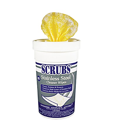 SCRUBS Stainless Steel Cleaner Towels, Citrus Scent, Canister Of 30