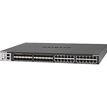 Netgear M4300 Stackable Managed Switch with 48x10G including 24x10GBASE-T and 24xSFP+ Layer 3 - 24 Ports - XSM4348S100NES