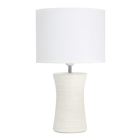 Simple Designs Ceramic Hourglass Table Lamp, 16-1/2"H, White Shade/Off-White Base
