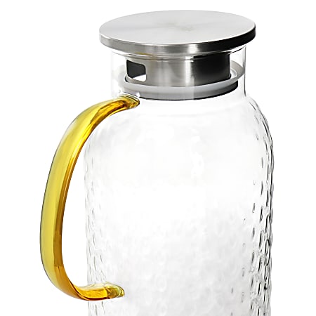 HomeLife Solutions Glass Infusion Pitcher With Built-In Strainer – 43 Oz, Clear With Chrome Finish, Fruit Infuser & Lid