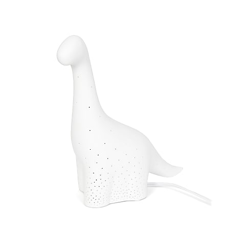 Simple Designs Porcelain Dinosaur Table Lamp, 11-1/8"H, White