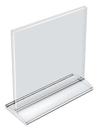 Azar Displays Acrylic Vertical 2-Sided Sign Holders, 8-1/2"H x 8-1/2"W x 3"D, Clear, Pack Of 10 Holders