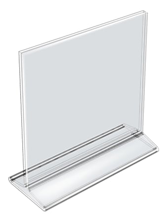 Azar Displays Acrylic Vertical 2-Sided Sign Holders, 8-1/2"H x 8-1/2"W x 3"D, Clear, Pack Of 10 Holders