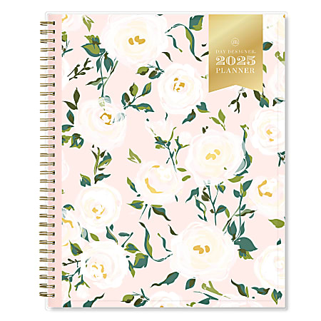 2025 Day Designer Weekly/Monthly Planning Calendar, 8-1/2” x 11”, Coming Up Roses Blush, January 2025 To December 2025