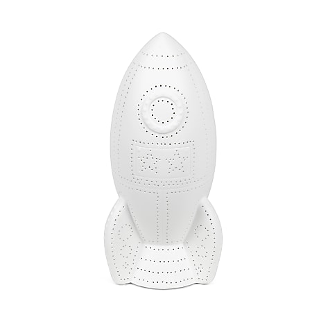 Simple Designs Porcelain Rocketship Table Lamp, 12-1/2"H, White