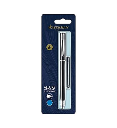 Waterman® Allure Fountain Pen, Fine Point, 0.5 mm, Black Barrel, Blue Ink