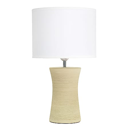 Simple Designs Ceramic Hourglass Table Lamp, 16-1/2"H, White Shade/Beige Base