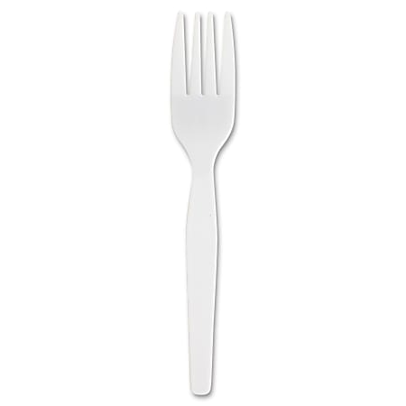 Genuine Joe Heavyweight White Plastic Forks - 100 / Box - 4000 Piece(s) - 4000/Carton - Fork - 4000 x Fork - Disposable - Polystyrene - White