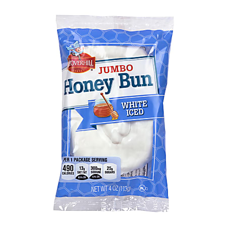 Hostess Cloverhill Jumbo Iced Honeybuns, 4 Oz, 6 Honeybuns Per Pack, Set Of 6 Packs