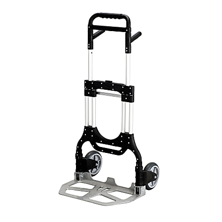 Safco® STOW AWAY® Heavy-Duty Hand Truck, 500 Lb. Capacity, Black/Aluminum