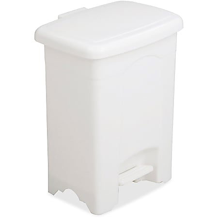 Safco® Plastic Step-On Receptacle, 4 Gallons, 15" x 12 1/4" x 10", White