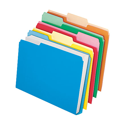 Pendaflex® CutLess WaterShed Tab File Folders, Double Stuff, Letter Size, 30% Recycled, Assorted Colors, Pack Of 50