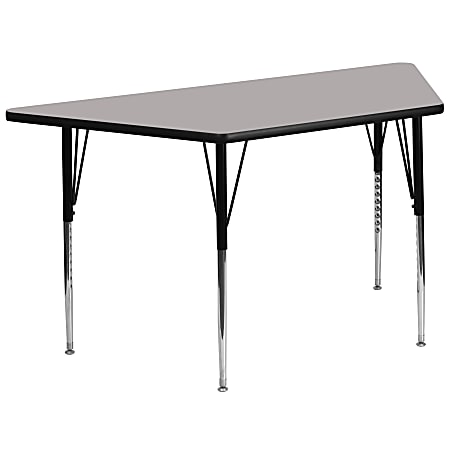 Flash Furniture 60"W Trapezoid HP Laminate Activity Table With Standard Height-Adjustable Legs, Gray