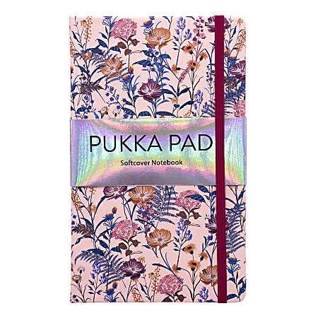 Pukka Pads Bloom Softcover Notebook With Pocket, Black, Pack 3