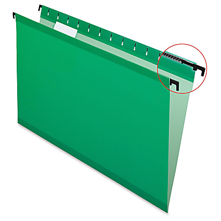 Pendaflex SureHook Technology Hanging Folders - Legal - 8 1/2" x 14" Sheet Size - 3/4" Expansion - 1/5 Tab Cut - 11 pt. Folder Thickness - Wood, Plastic, Polylaminate - Bright Green - 20 / Box
