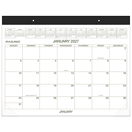 AT-A-GLANCE® 2027 Two Color Monthly Desk Pad Calendar, Standard, 21 3/4" x 17"