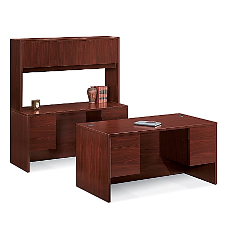 HON® 10500 60"W Double-Pedestal Computer Desk, Mahogany