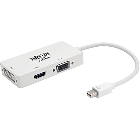 Eaton Tripp Lite Series Keyspan Mini DisplayPort to VGA/DVI/HDMI All-in-One Converter Adapter, Thunderbolt 1/2, 1080p, White mDP to VGA DVI HDMI