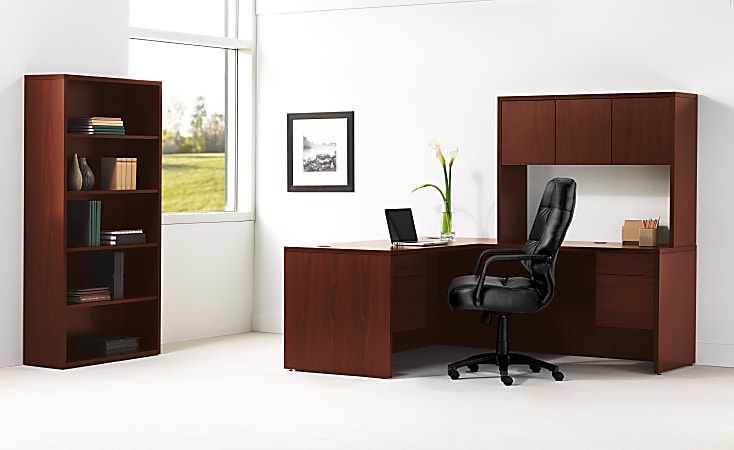 HON® 10500 66" W Left-Pedestal Computer Desk, Mahogany