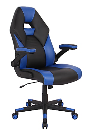 RS Gaming&trade; RGX Faux Leather High-Back Gaming Office Chair, Black/Blue, BIFMA Compliant