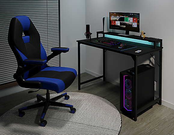 RS Gaming RGX Faux Leather High Back Gaming Office Chair BlackBlue