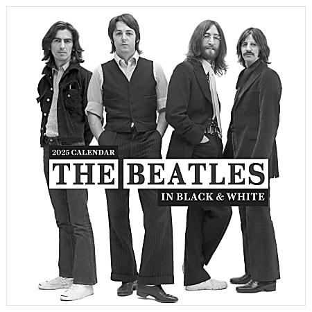 2025 TF Publishing Monthly Wall Calendar, 12” x 12”, The Beatles In Black And White, January 2025 To December 2025