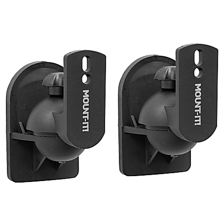 Mount-It! Dual Low Profile Steel Universal Speaker Wall Mounts, 6”H x 6”W x 9”D, Black, Set Of 2 Mounts