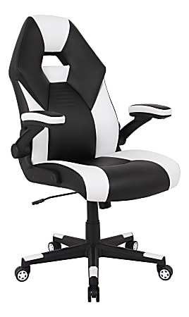 RS Gaming&trade; RGX Faux Leather High-Back Gaming Office Chair, Black/White, BIFMA Compliant