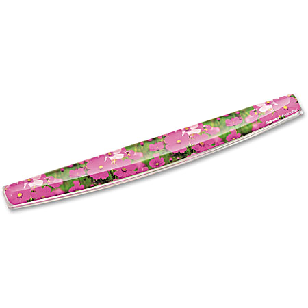 Fellowes Photo Gel Keyboard Wrist Rest with Microban Protection Pink Flowers - Office Depot