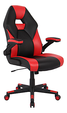 RS Gaming™ RGX Faux Leather High-Back Gaming Chair, Black/Red, BIFMA Compliant