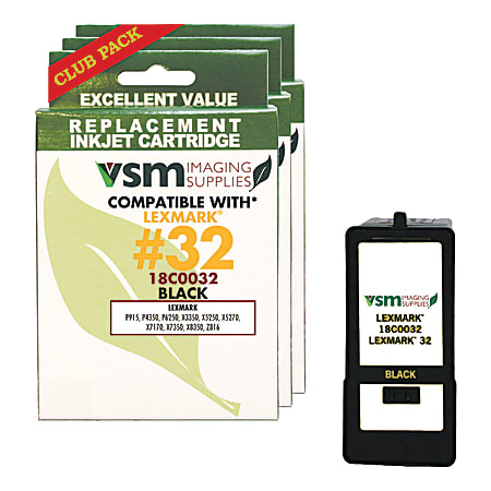 VSM VSM18C0032-3PK (Lexmark™ 32 / 18C0032) Remanufactured Black Ink Cartridges, Pack Of 3