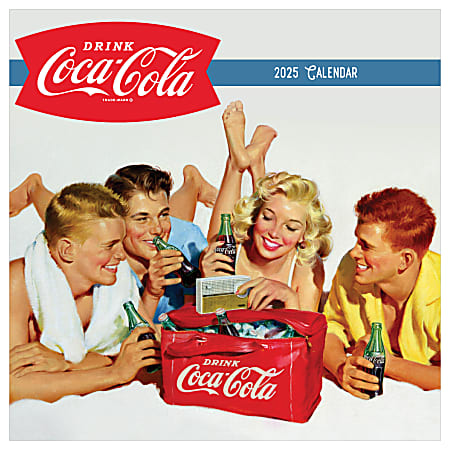 2025 TF Publishing Monthly Wall Calendar, 12” x 12”, Coca-Cola Vintage Nostalgia, January 2025 To December 2025