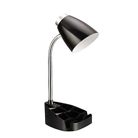 LimeLights Gooseneck Organizer Desk Lamp, Adjustable Height, Black