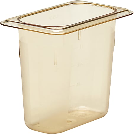 Cambro H-Pan High-Heat GN 1/9 Food Pans, 6"H x 4-1/4"W x 6-15/16"D, Amber, Pack Of 6 Pans