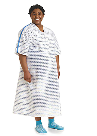 Medline Blue Collection IV Gowns, 66", Demure, Pack Of 12