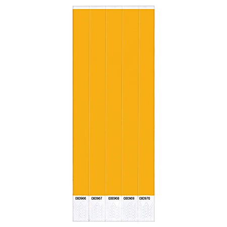 Amscan Waterproof Paper Wristbands, 3/4" x 10", Solid Orange, Pack Of 500 Wristbands