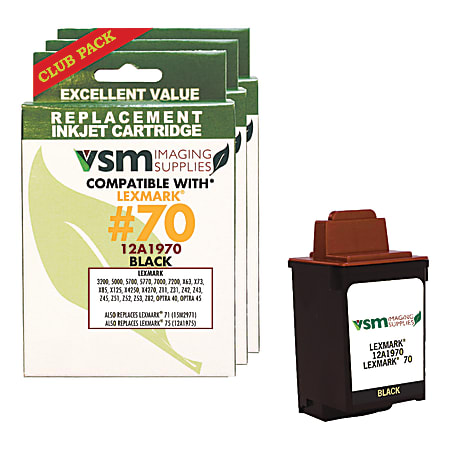VSM VSM12A1970-3PK (Lexmark™ 70 / 12A1970) Remanufactured Black Ink Cartridges, Pack Of 3