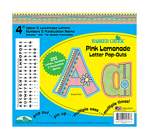 Barker Creek® Letter Pop-Outs, 4", Pink Lemonade, Set Of 255