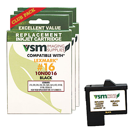 VSM VSM10N0016-3PK (Lexmark™ 16 / 10N0016) Remanufactured Black Ink Cartridges, Pack Of 3