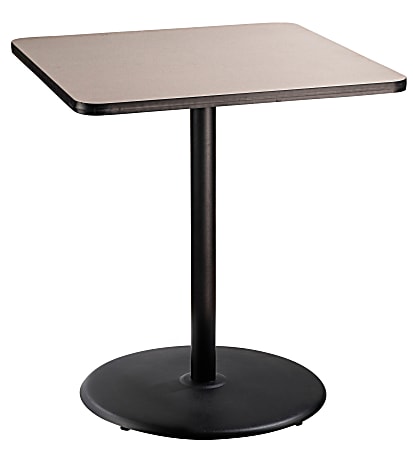 National Public Seating Square Café Table, Round Base, 42"H x 36"W x 36"D, Gray Nebula/Black