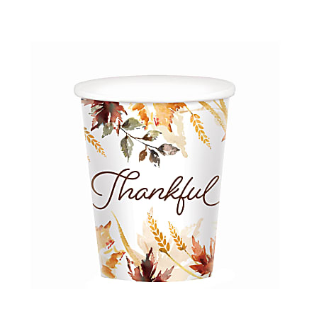 Amscan Classic Thanksgiving Paper Cups, 9 Oz, 50 Per Pack, Case Of 2 Packs