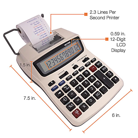 Victor 1208 2 Compact Commercial Printing Calculator - Office Depot