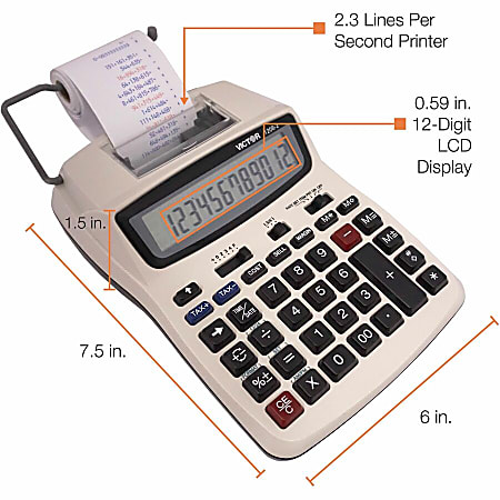 Victor 1208 2 Compact Commercial Printing Calculator - Office Depot