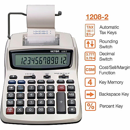 Victor 1208 2 Compact Commercial Printing Calculator - Office Depot