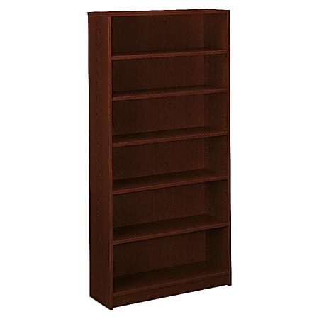 HON® 1870-Series Laminate Bookcase, 6 Shelves, Mahogany