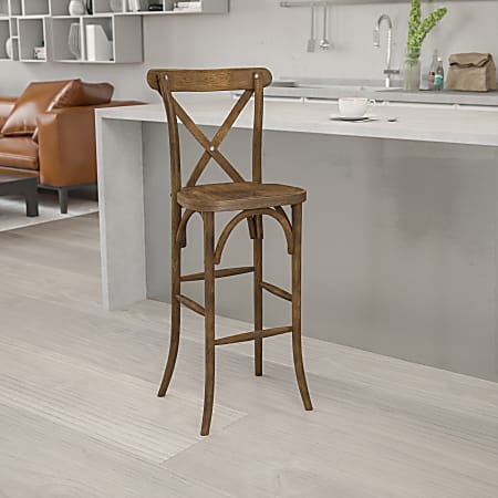 Flash Furniture HERCULES Series Wood Barstool With Cross Back, Dark Antique