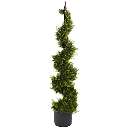 Nearly Natural 4'H Silk Cypress Spiral Tree With Pot