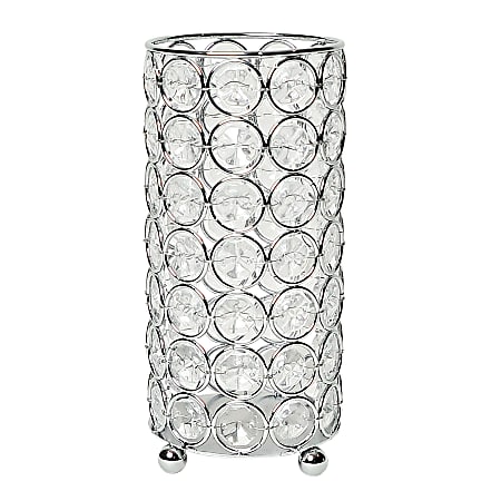 Elegant Designs Ellipse Crystal Decorative Vase, 6-3/4"H x 3-1/4"W x 3-1/4"D, Chrome